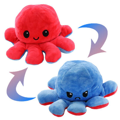Reversible Octopus Plush Toy: Red & Blue image number 2