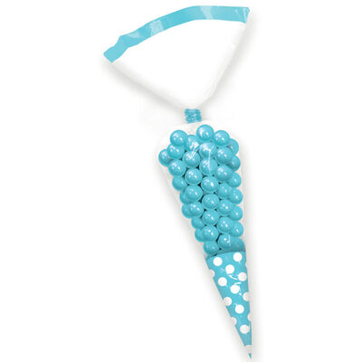 10 Blue Polka Dot Cone Favour Bags image number 2