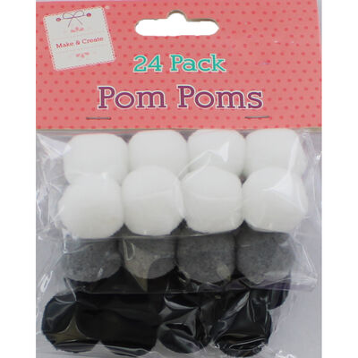 Grey Pom Poms - 24 Pack image number 1
