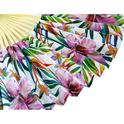 White Tropical Paper Fan image number 3