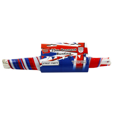 Red, White and Blue 25m Plastic Pennant Bunting image number 1