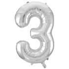 34 Inch Silver Number 3 Helium Balloon image number 1