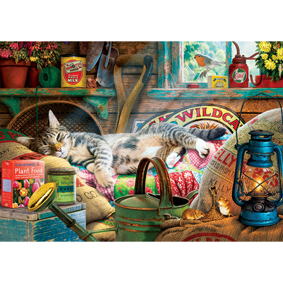 Snoozing in the Shed 500 Piece Jigsaw Puzzle image number 2