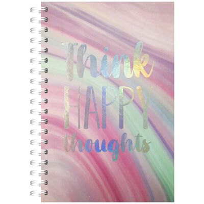 A5 Wiro Think Happy Thoughts Lined Notebook image number 1