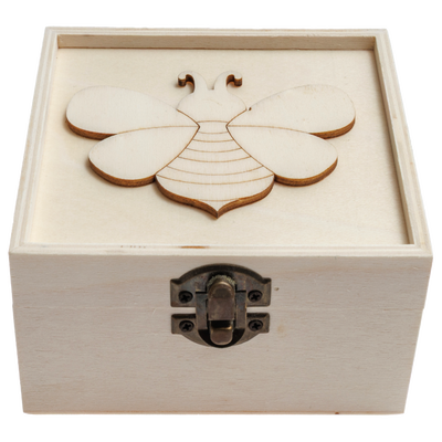 Wooden Bee Box with Clasp 11.5 x 11.5 x 6.5cm image number 1