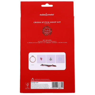Christmas Mini Embroidery Cross Stitch Hoop Kit: Set of 3 image number 3
