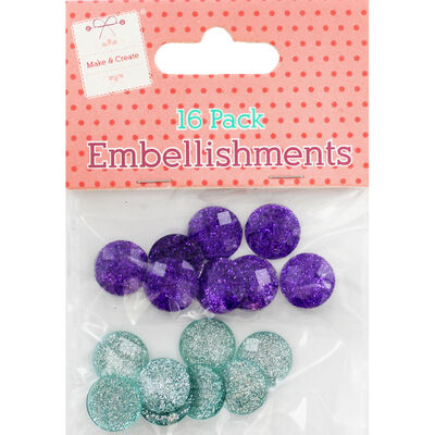 Purple Blue Dome Embellishments - 16 Pack image number 1