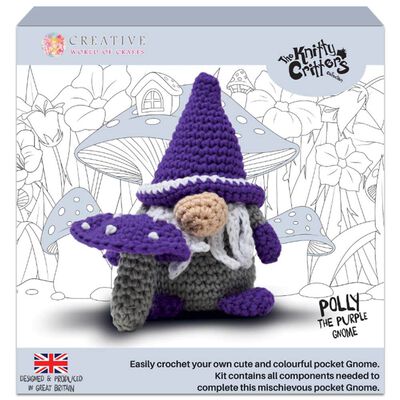Knitty Critters Pocket Gnomes: Polly the Purple Gnome image number 1
