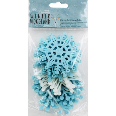 Winter Woodland Die Cut Felt Snowflakes - 12 Pack image number 1