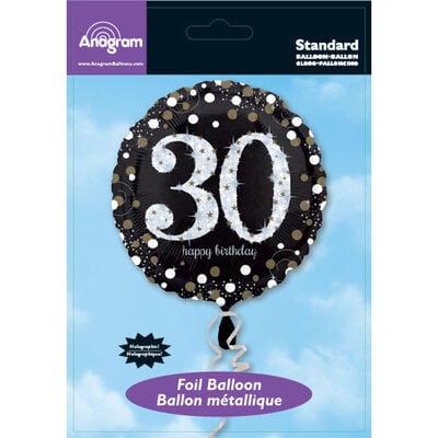 18 Inch Black Number 30 Helium Balloon image number 2