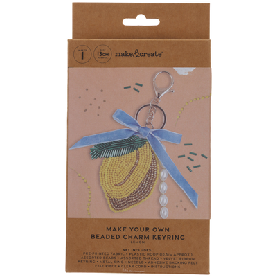 Make Your Own Beaded Lemon Charm Keyring Kit image number 1