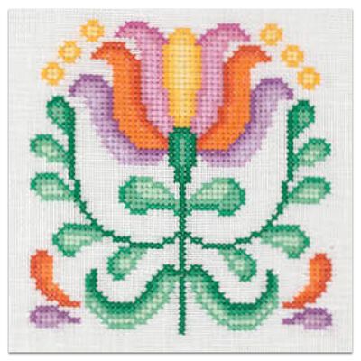 Folk Art Mini Cross Stitch Kit: Scandi Retro Tile image number 1