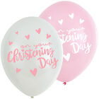 Pink Christening Day Latex Balloons - 6 Pack image number 1