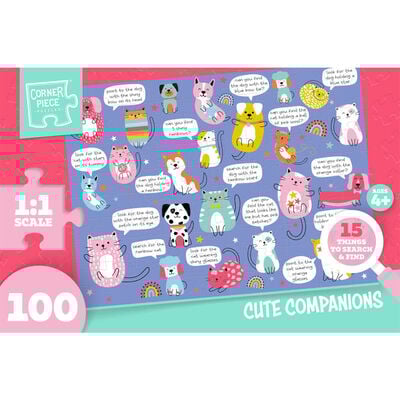 Cute Companions 100 Piece Search & Find Jigsaw Puzzle image number 1