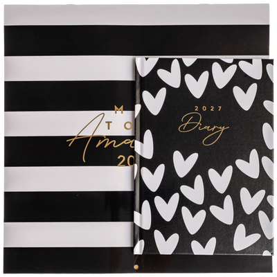 Monochrome Square Calendar and A5 Diary Set 2027 image number 1