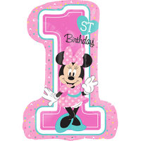 28 Inch Minnie Mouse 1st Birthday Helium Balloon