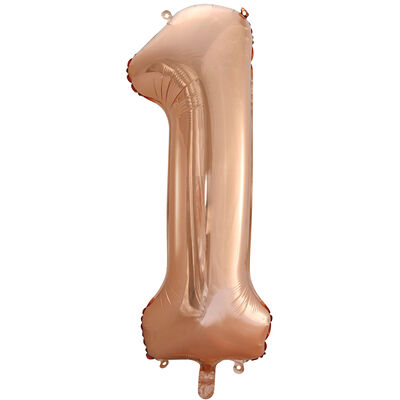 34 Inch Rose Gold Number 1 Helium Balloon image number 1