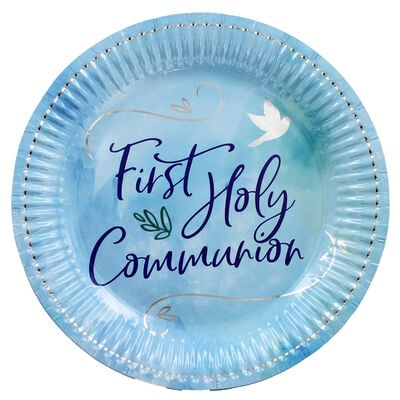 Blue First Holy Communion Paper Plates - 8 Pack image number 1
