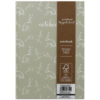 Woodland Wonderland A5 Green Rabbit Casebound Notebook image number 1