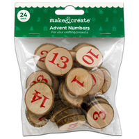 Wood Advent Numbers: Pack of 24