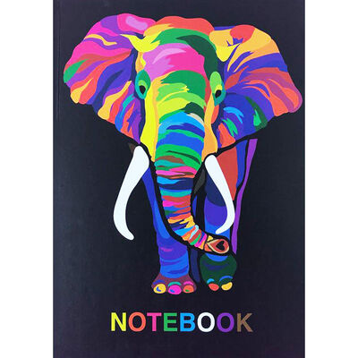 A4 Casebound Colourful Elephant Plain Notebook image number 1
