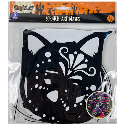 Halloween Scratch Art Masks: Pack of 5 image number 1
