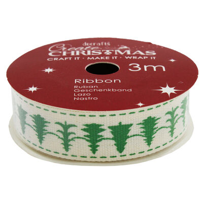 Christmas Trees Cotton Christmas Ribbon - 3m image number 2