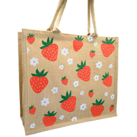 Jute Strawberry Shopper Bag
