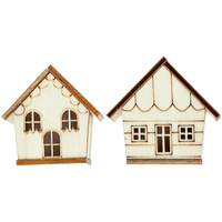 Christmas Wooden Houses Embellishments: Pack of 2