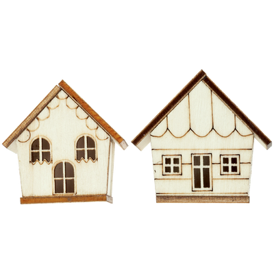 Christmas Wooden Houses Embellishments: Pack of 2 image number 1