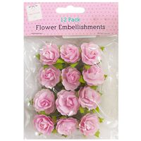 Light Pink Flower Embellishments: Pack of 12
