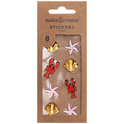 Shell, Starfish & Lobster Gem Stickers: Pack of 8 image number 3