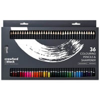 Crawford & Black Colouring Pencils & Sharpener: Pack of 36
