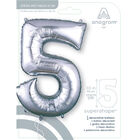 34 Inch Silver Number 5 Helium Balloon image number 2