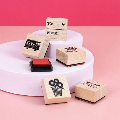 Violet Studio Rainbow Blooms Wooden Stamps & Ink Set image number 2