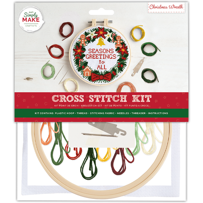 Cross Stitch Hoop Kit: Christmas Wreath image number 1