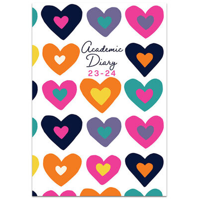 A6 Bright Hearts 2023-2024 Week to View Academic Diary image number 1