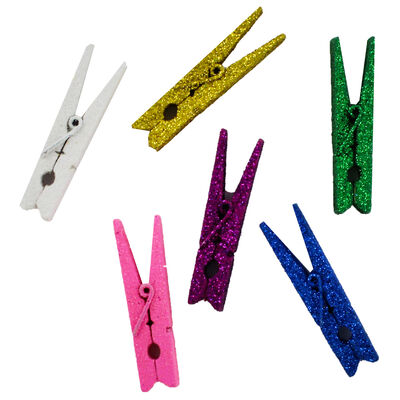 Wooden Glitter Pegs - 6 Pack image number 2