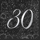 Black Silver 30th Paper Napkins - 16 Pack image number 1