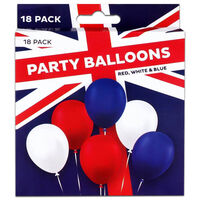 Red, White and Blue Platinum Jubilee Balloons: Pack of 18