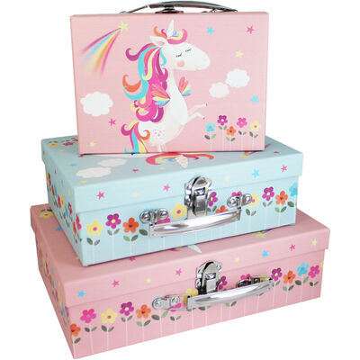 Pink Unicorn Rectangular Storage Case - Set of 3 image number 1