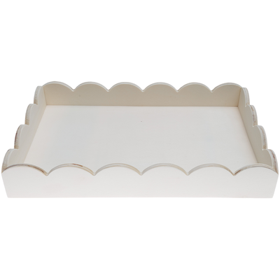 Wooden Scallop Edge Tray: 29.6 x 19.6 x 4.5cm image number 3