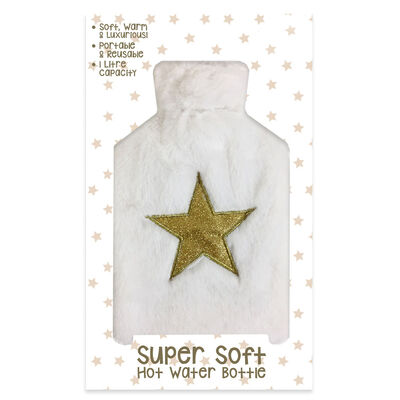 White Super Soft Hot Water Bottle image number 1