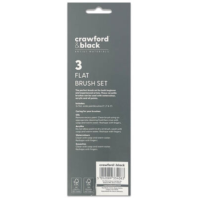 Crawford & Black Artist Flat Brush Set: Pack of 3 image number 2