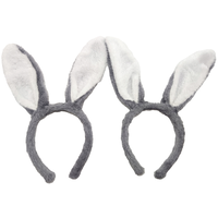 Faux Fur Grey Bunny Ears Headband Bundle