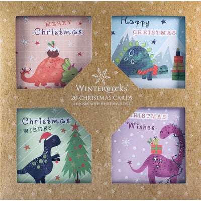 Dinosaur Christmas Cards: Pack Of 20 image number 1