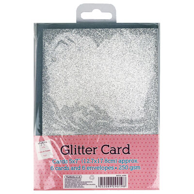 6 Glitter Silver Cards: 5 x 7 Inches image number 1