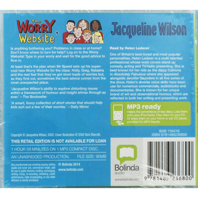 Jacqueline Wilson The Worry Website: MP3 CD image number 2