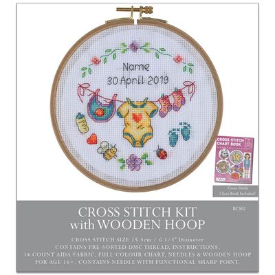 Cross Stitch Kit With Wooden Hoop: Birth Sampler image number 1