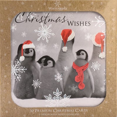 Red Penguin Christmas Cards: Pack Of 10 image number 1